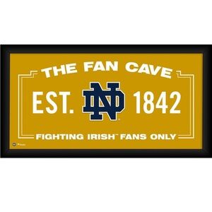 Notre Dame fighting Irish frame 10” x 20” Fan Cave College Fanatics gold black